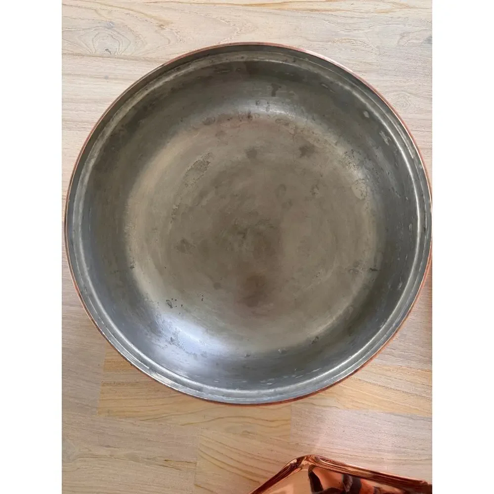 VINTAGE Copper Pot with Lid Carry Handles & Matching Scalloped Edge Base Stand